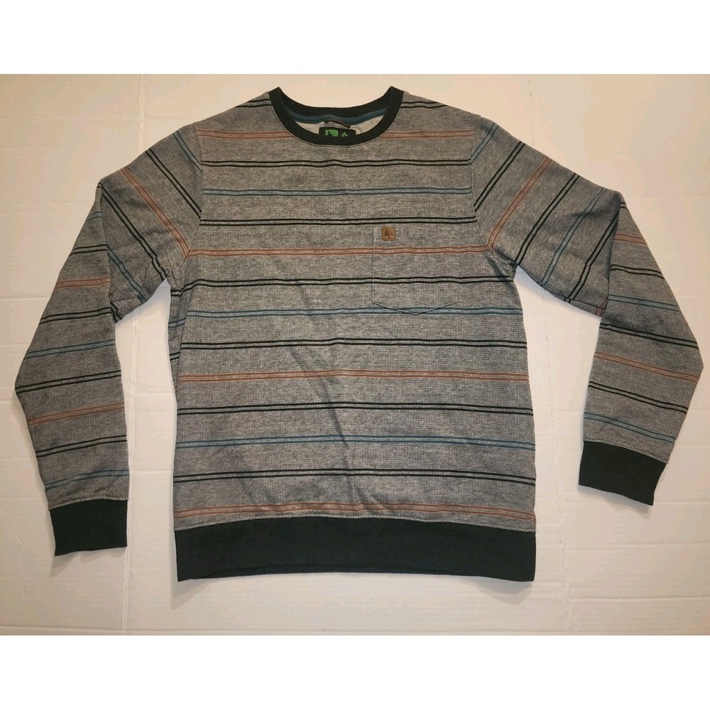 HippyTree Sweatshirt Men's Small Navy/White Micro Striped Long Sleeves Crewneck